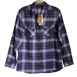 Eddie Bauer Shirt Women S Purple Plaid Cotton Tencel Long Sleeve Work Outdoor